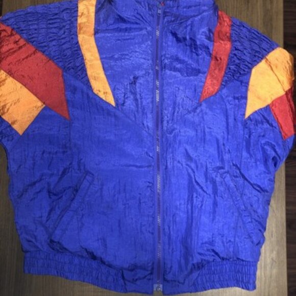 Vintage 90’s Purple Orange Red Windbreaker Jacket Women’s Medium Nylon - Picture 2 of 9